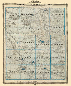 Vintage Map of Winneshiek County, Iowa 1875