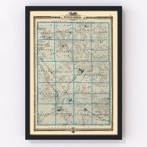 Vintage Map of Winneshiek County, Iowa 1875