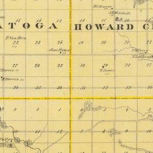 Vintage Map of Howard County, Iowa 1875