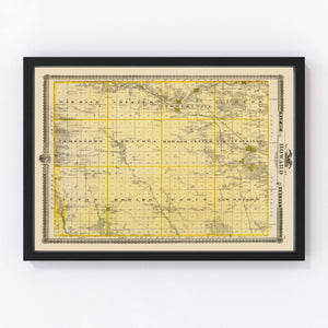 Vintage Map of Howard County, Iowa 1875