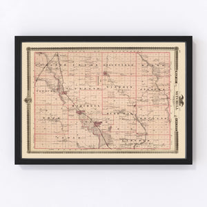 Vintage Map of Mitchell County, Iowa 1875