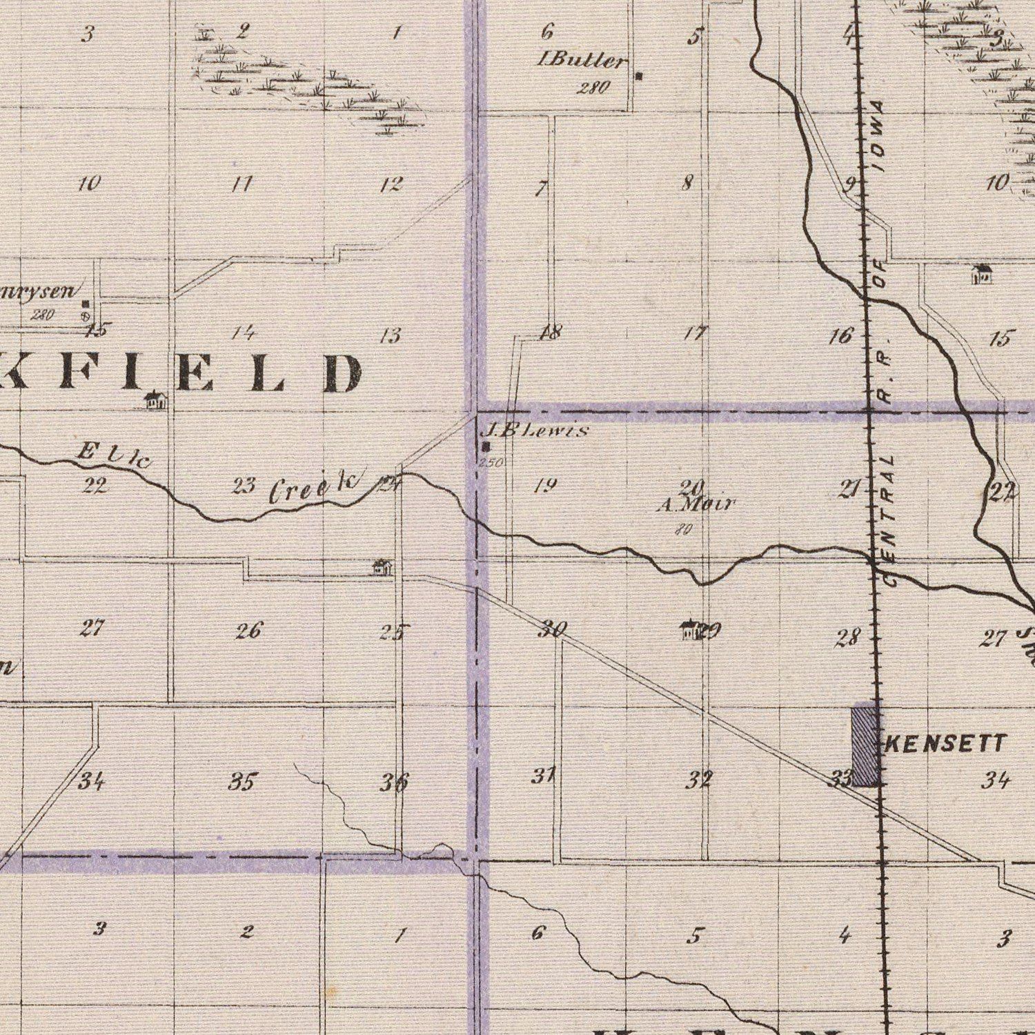 Vintage Map of Worth County, Iowa 1875