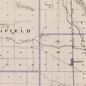 Vintage Map of Worth County, Iowa 1875