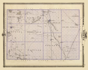 Vintage Map of Worth County, Iowa 1875