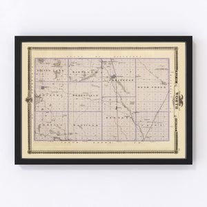 Vintage Map of Worth County, Iowa 1875