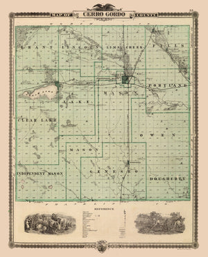 Vintage Map of Cerro Gordo County, Iowa 1875