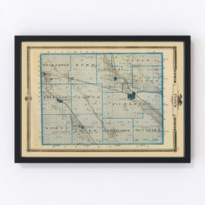 Vintage Map of Floyd County, Iowa 1875