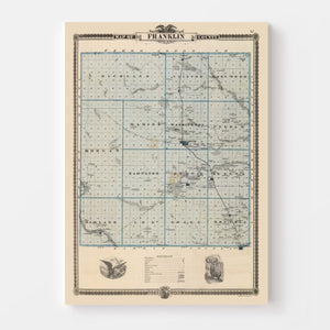 Vintage Map of Franklin County, Iowa 1875