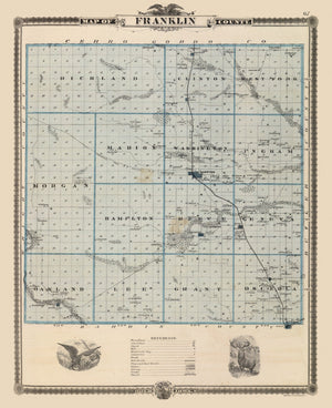 Vintage Map of Franklin County, Iowa 1875