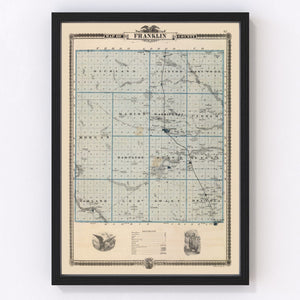 Vintage Map of Franklin County, Iowa 1875
