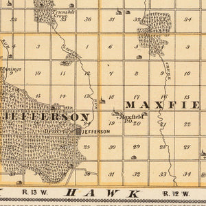 Vintage Map of Bremer County, Iowa 1875