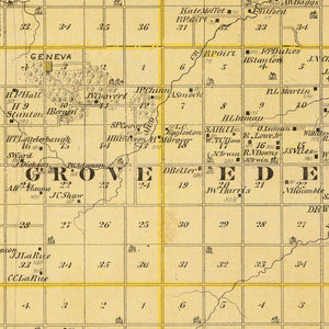 Vintage Map of Benton County, Iowa 1875