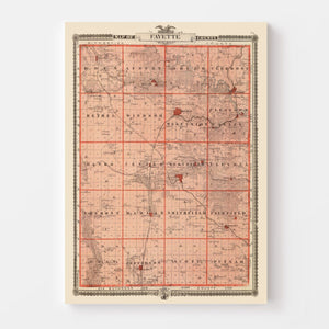 Vintage Map of Fayette County, Iowa 1875