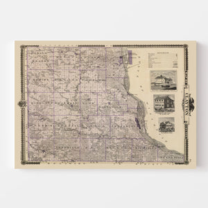 Vintage Map of Clayton County, Iowa 1875