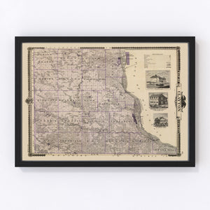 Vintage Map of Clayton County, Iowa 1875