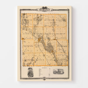 Vintage Map of Buchanan County, Iowa 1875