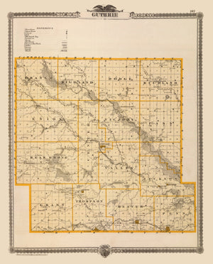 Vintage Map of Guthrie County, Iowa 1875