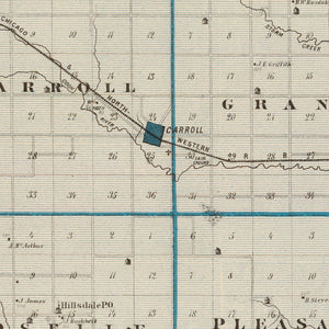 Vintage Map of Carroll County, Iowa 1875