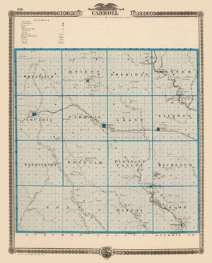 Vintage Map of Carroll County, Iowa 1875
