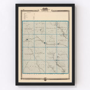 Vintage Map of Carroll County, Iowa 1875