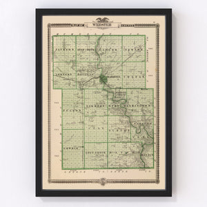 Vintage Map of Webster County, Iowa 1875