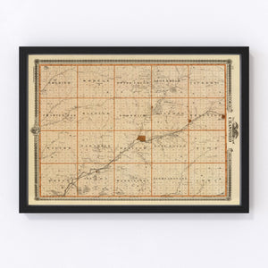Vintage Map of Crawford County, Iowa 1875