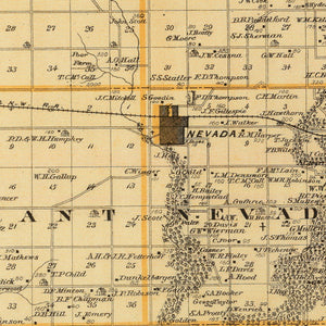 Vintage Map of Story County, Iowa 1875