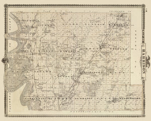 Vintage Map of Harrison County, Iowa 1875