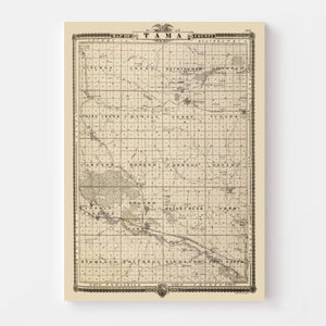 Vintage Map of Tama County, Iowa 1875