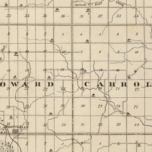 Vintage Map of Tama County, Iowa 1875