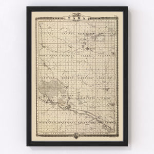 Vintage Map of Tama County, Iowa 1875