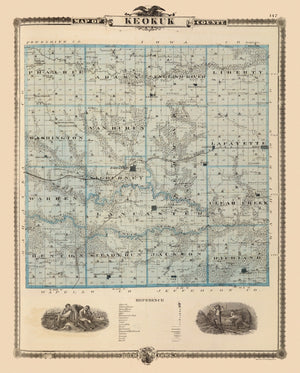 Vintage Map of Keokuk County, Iowa 1875