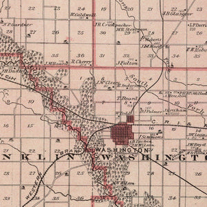 Vintage Map of Washington County, Iowa 1875