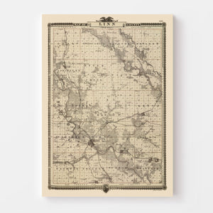 Vintage Map of Linn County, Iowa 1875