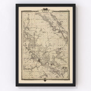 Vintage Map of Linn County, Iowa 1875