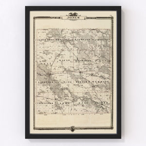 Vintage Map of Jones County, Iowa 1875