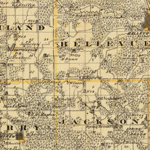 Vintage Map of Jackson County, Iowa 1875