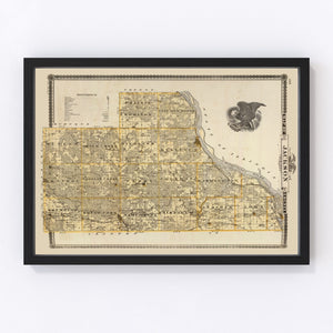 Vintage Map of Jackson County, Iowa 1875