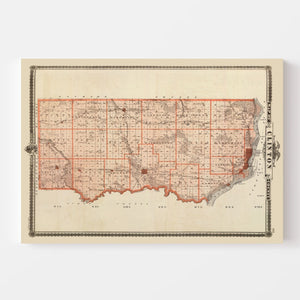 Vintage Map of Clinton County, Iowa 1875