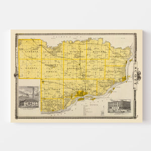 Vintage Map of Scott County, Iowa 1875