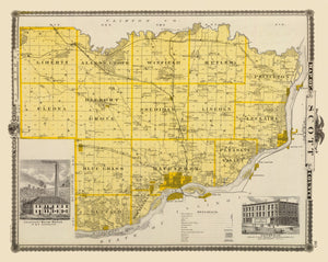 Vintage Map of Scott County, Iowa 1875