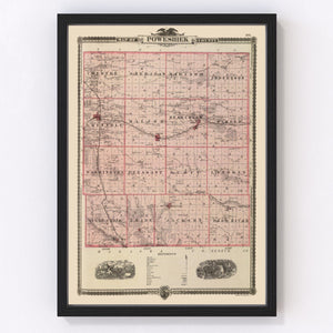 Vintage Map of Poweshiek County, Iowa 1875