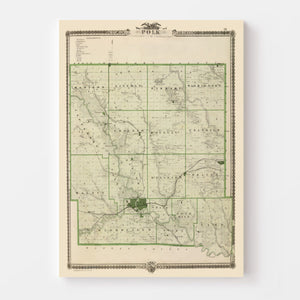 Vintage Map of Polk County, Iowa 1875