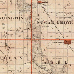 Vintage Map of Dallas County, Iowa 1875