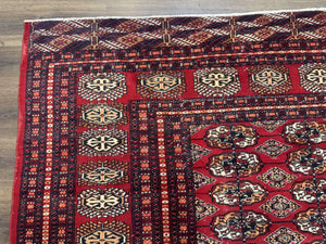 Bokhara Rug 9x12, Red Turkoman Rug, Pakistani Rug, Tribal Carpet, Wool Rug, Red Rug
