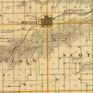 Vintage Map of Madison County, Iowa 1875