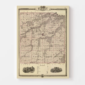 Vintage Map of Warren County, Iowa 1875