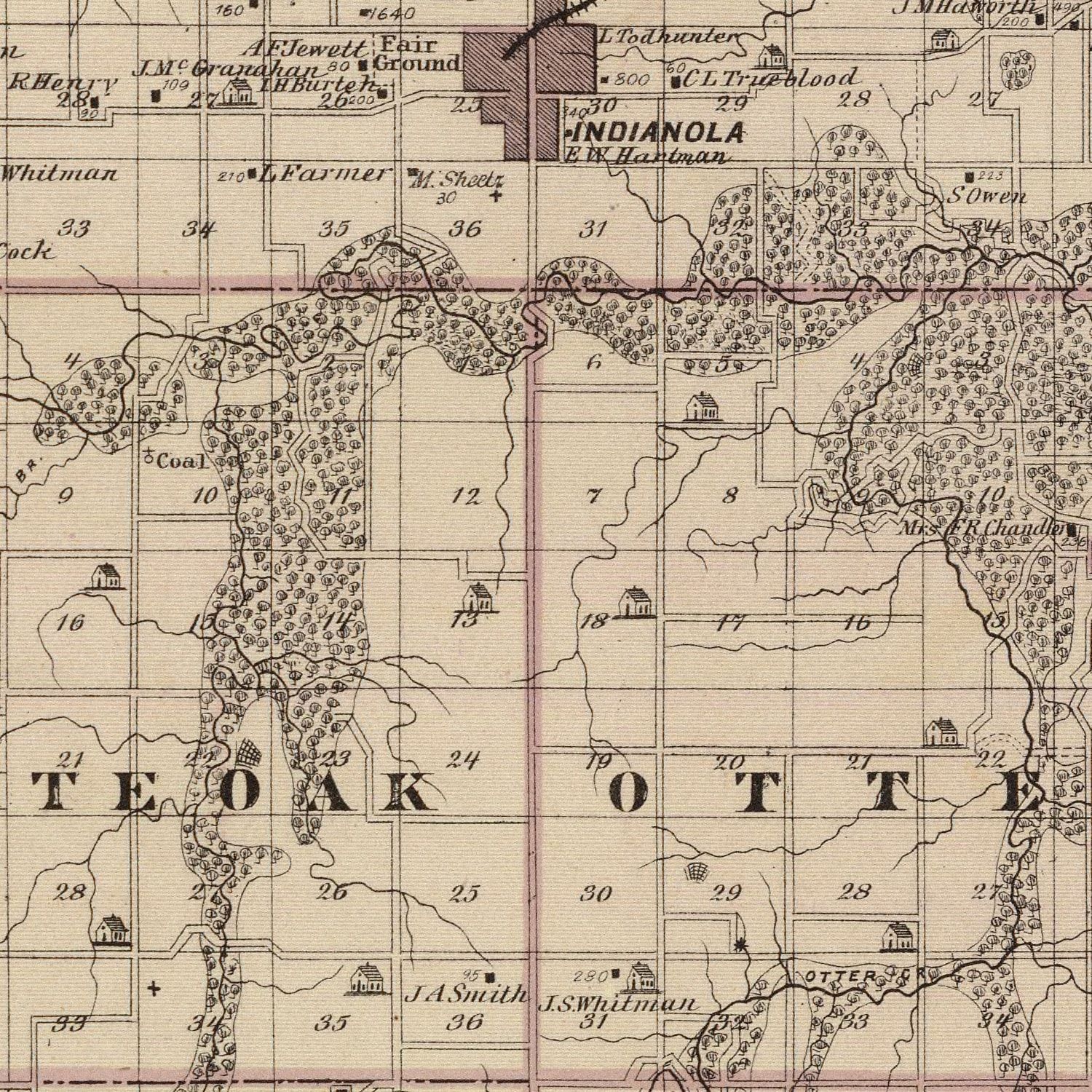 Vintage Map of Warren County, Iowa 1875