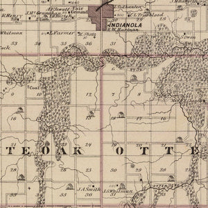 Vintage Map of Warren County, Iowa 1875