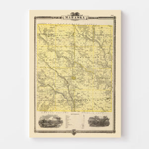 Vintage Map of Mahaska County, Iowa 1875